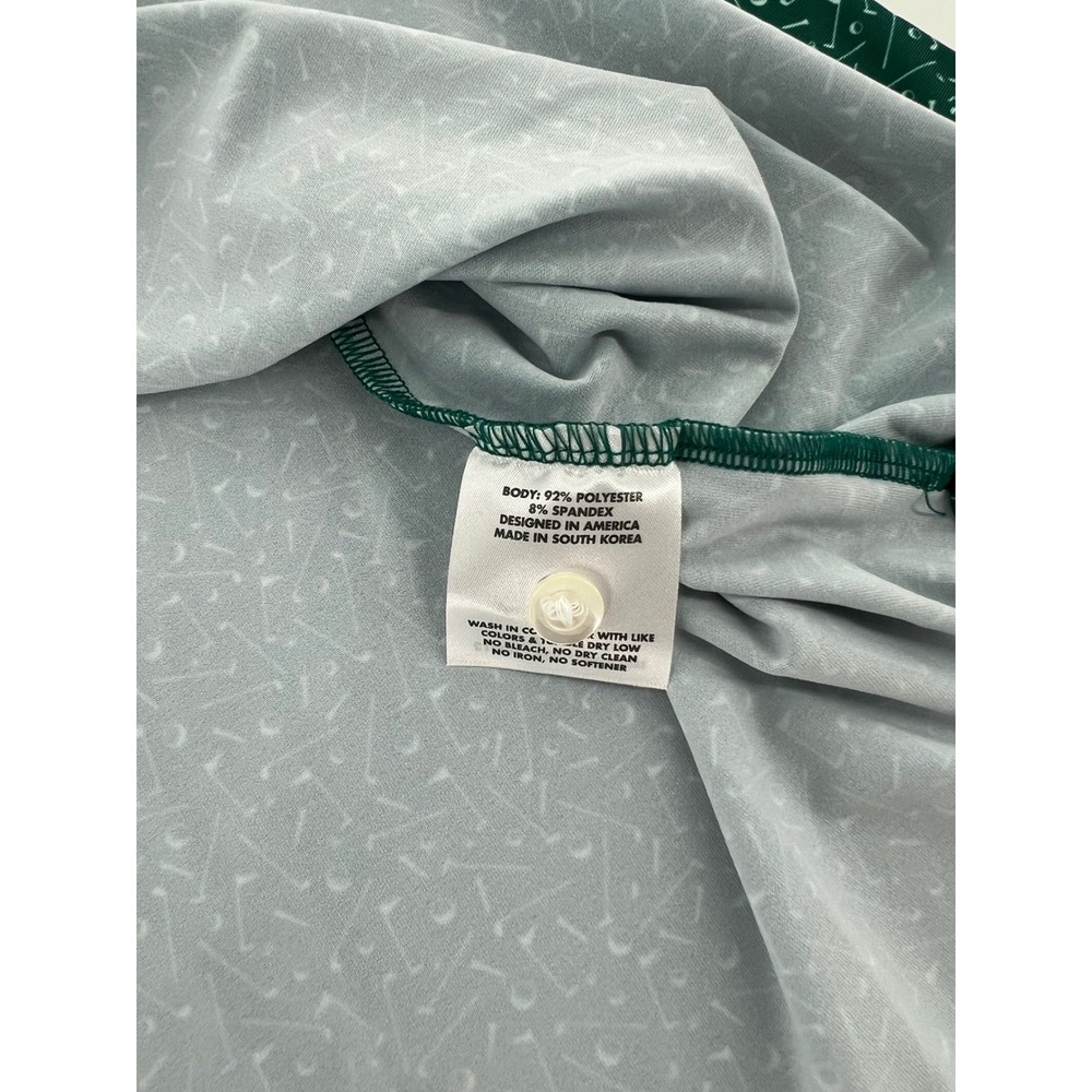 Rhoback The Mulligan Performance Polo Shirt Green Golf Pins Print Mens novelty L - Picture 4 of 10